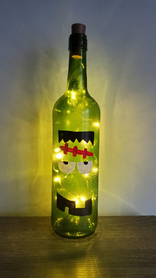 Frankenstein Lighted Wine Bottle