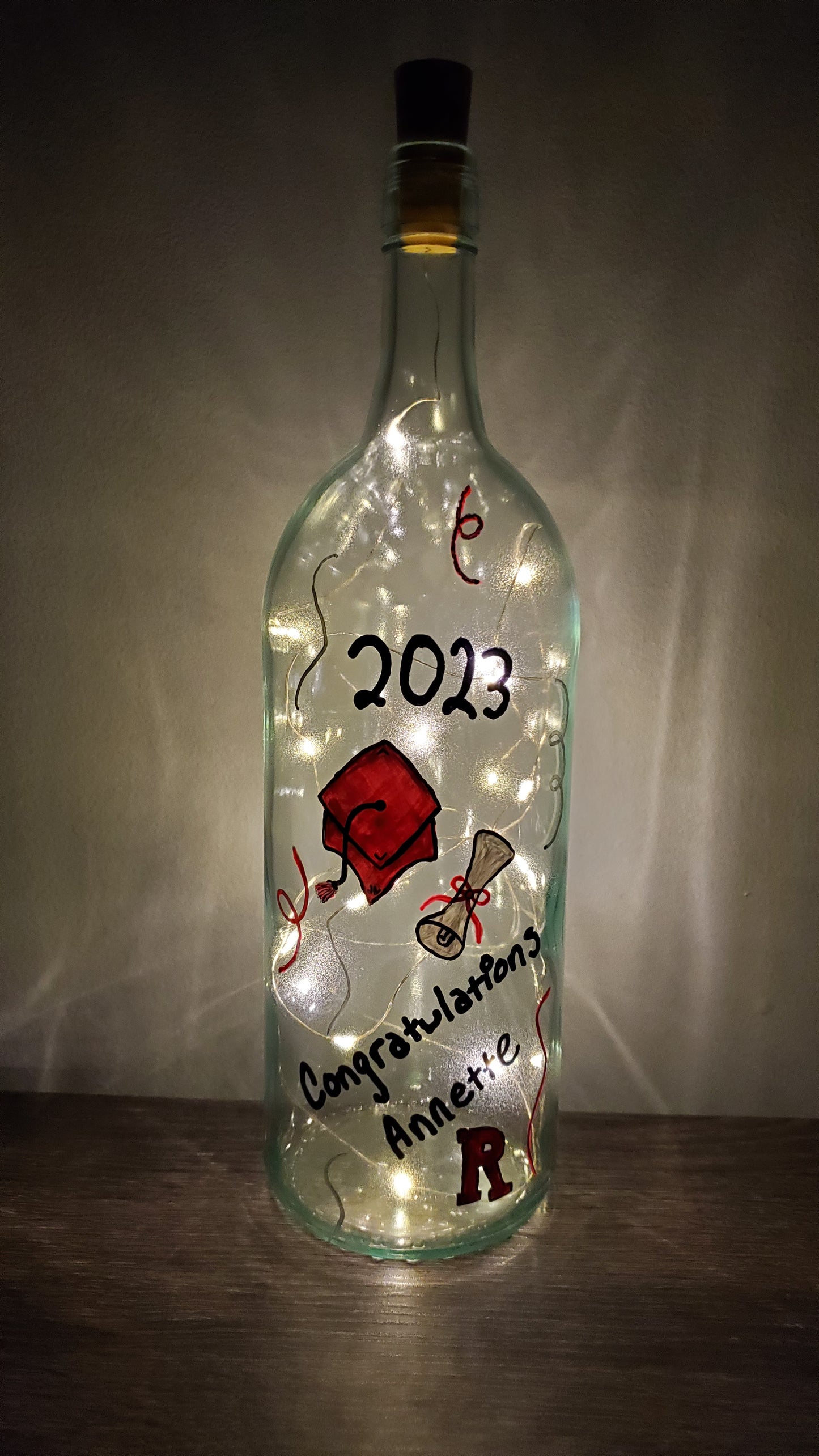 Graduation Lighted Wine Bottle