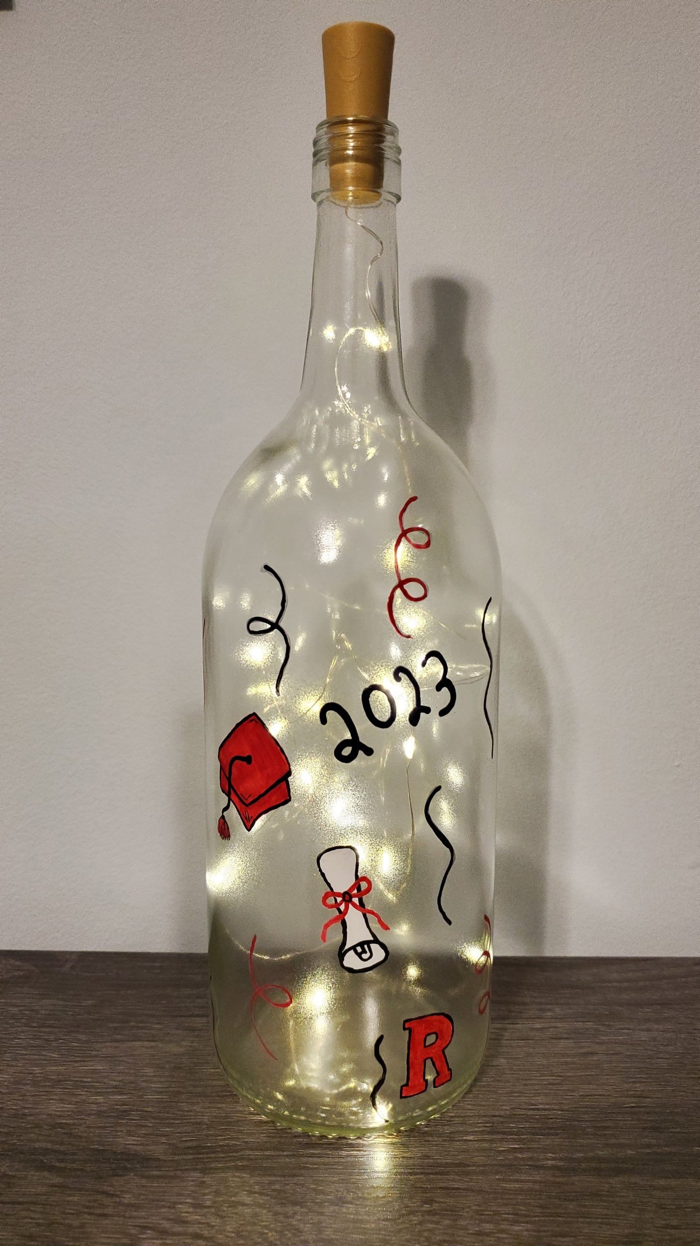 Graduation Lighted Wine Bottle