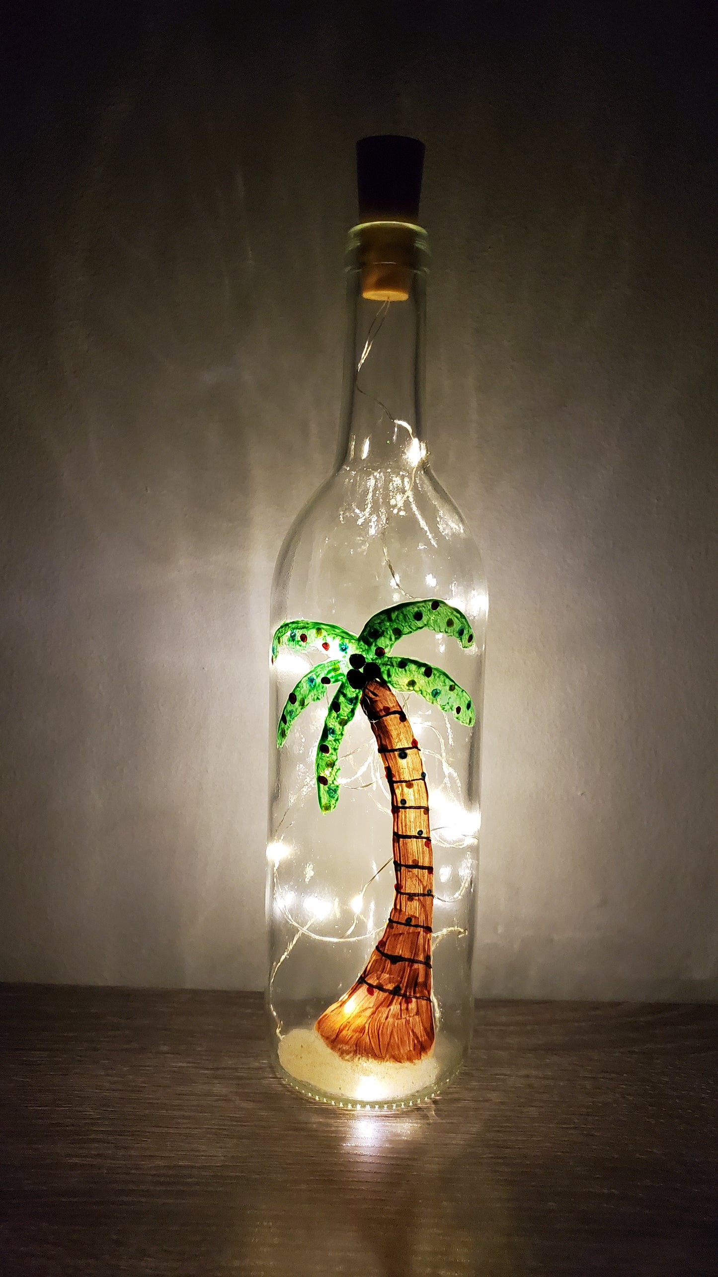 Palm Tree Lighted Wine Bottle