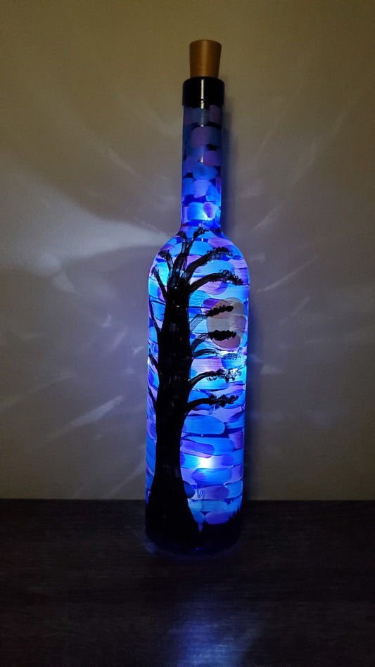 Halloween Tree Lighted Wine Bottle