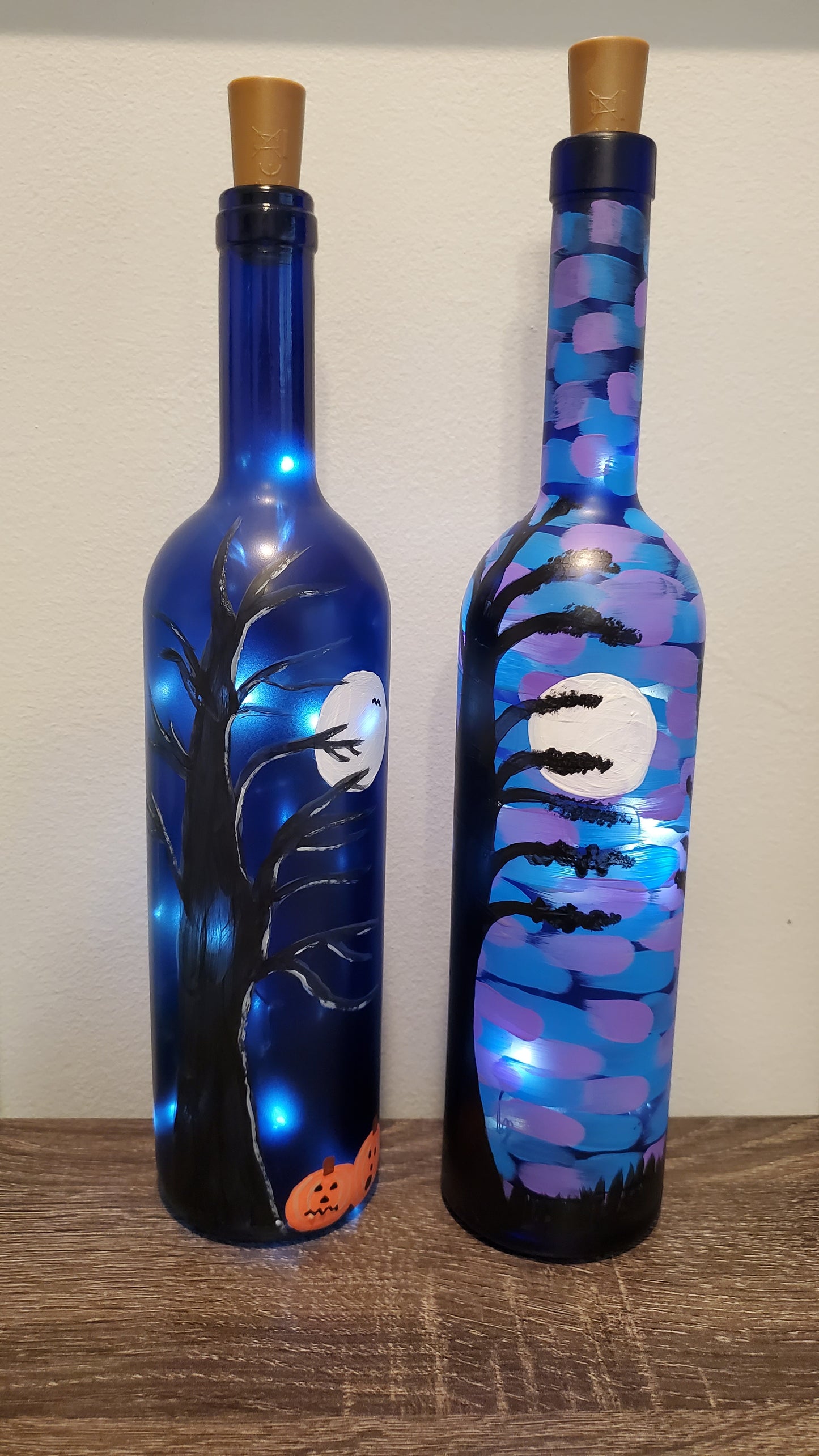 Halloween Tree Lighted Wine Bottle