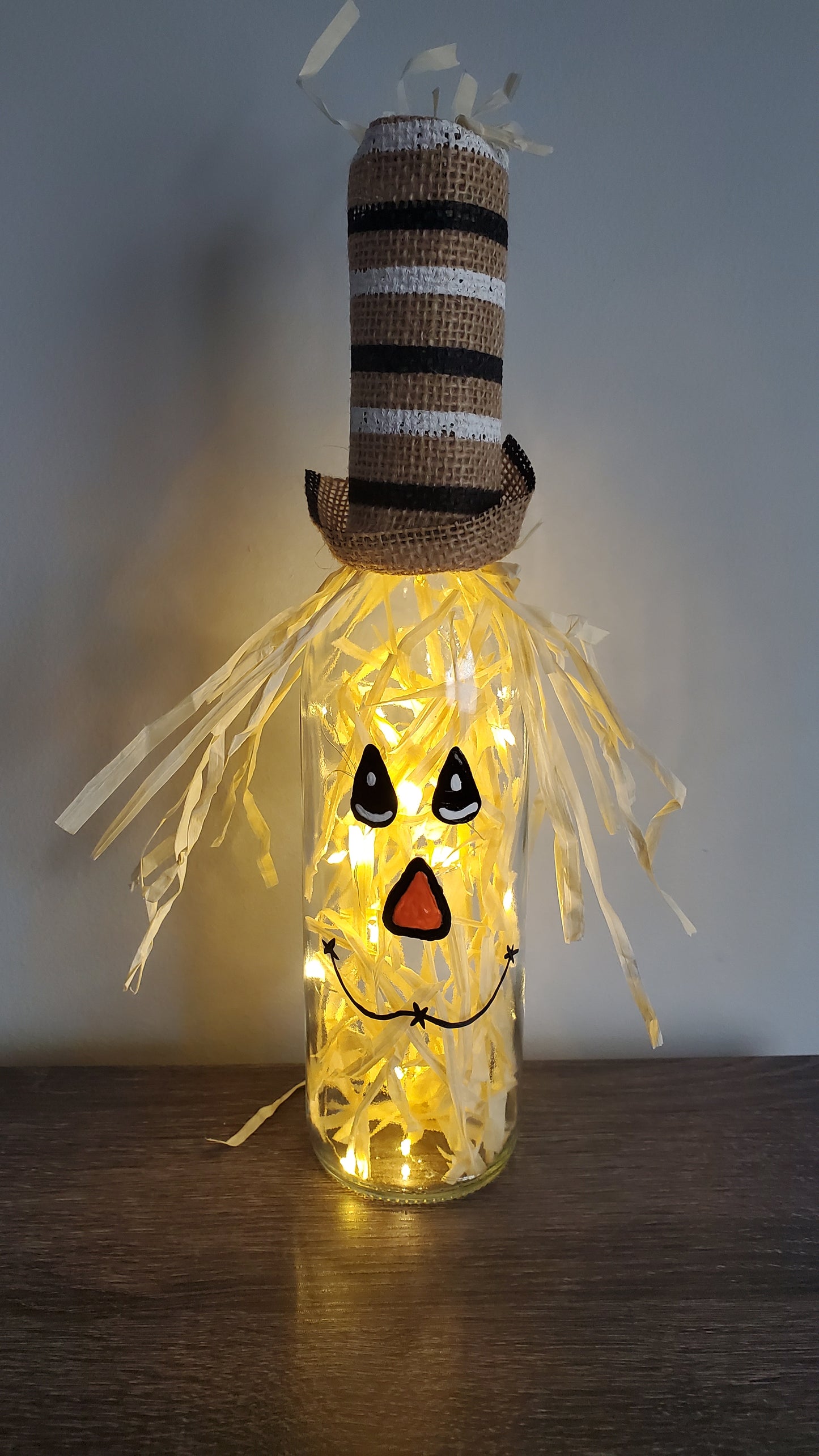 Scarecrow Lighted Wine Bottle