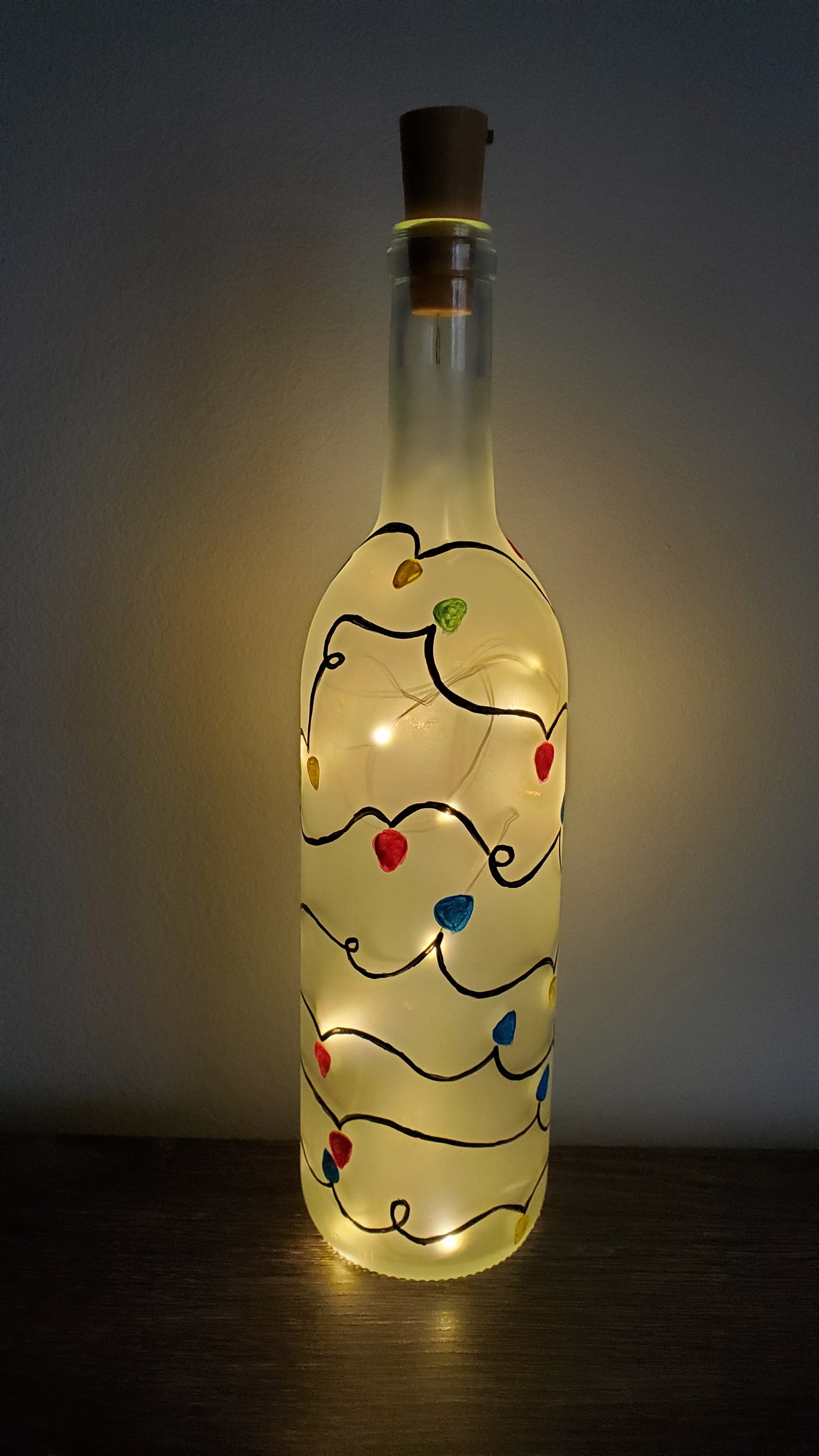 Christmas Lights Lighted Wine Bottle