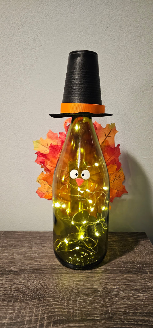 Turkey Lighted Wine Bottle