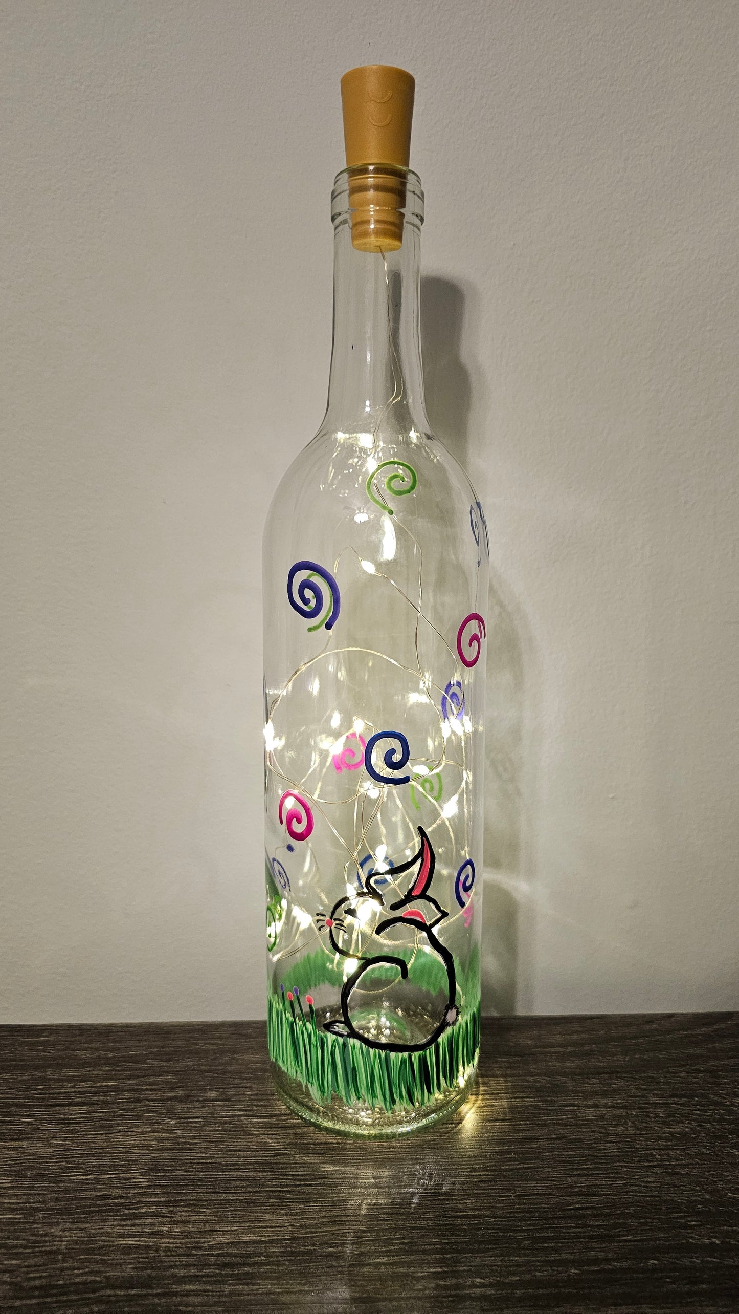Easter Bunny Lighted Wine Bottle