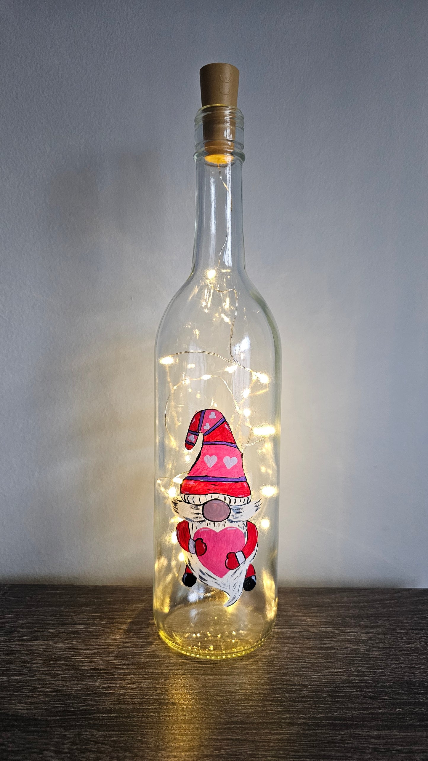 Valentine Gnome Lighted Wine Bottle