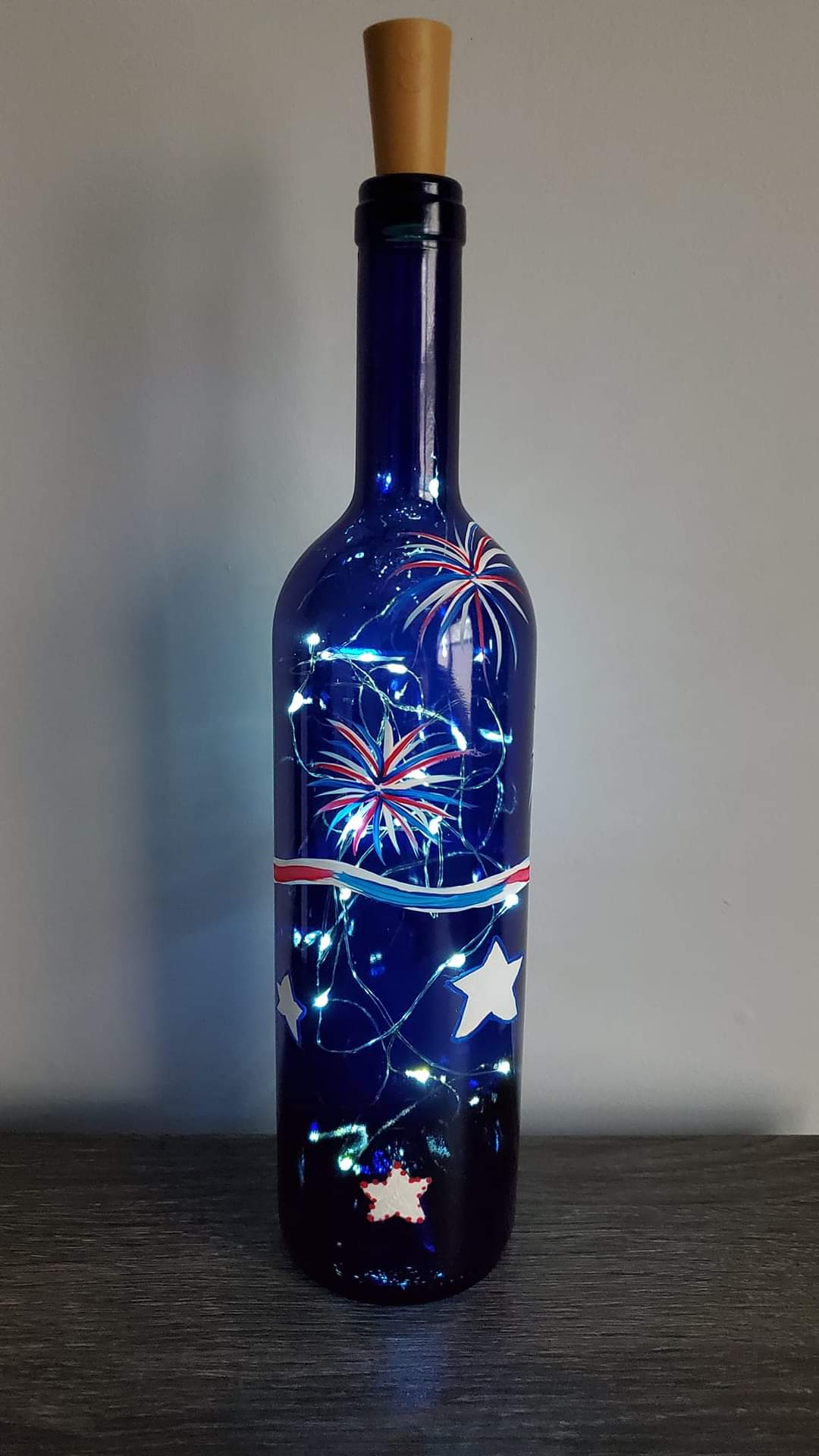 Stars & Fireworks Lighted Wine Bottle