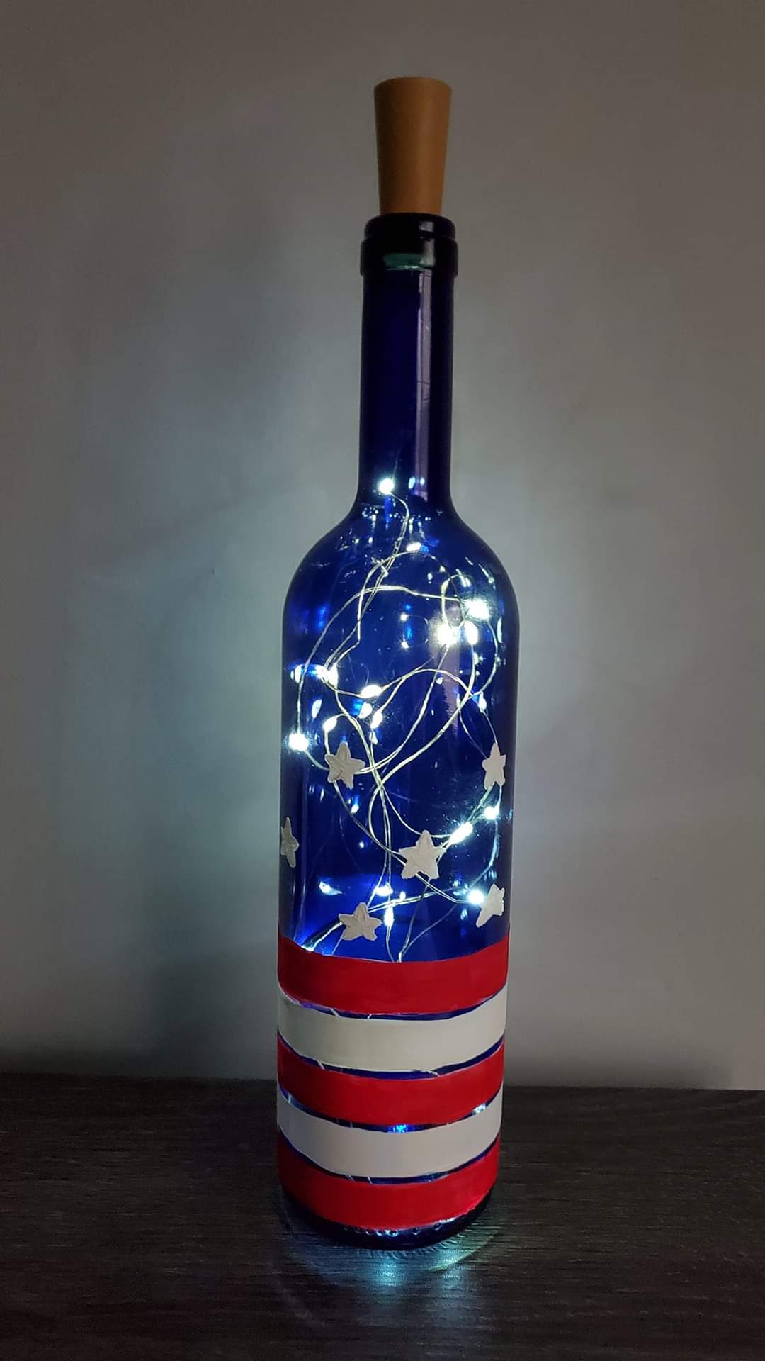 Stars & Stripes Lighted Wine Bottle