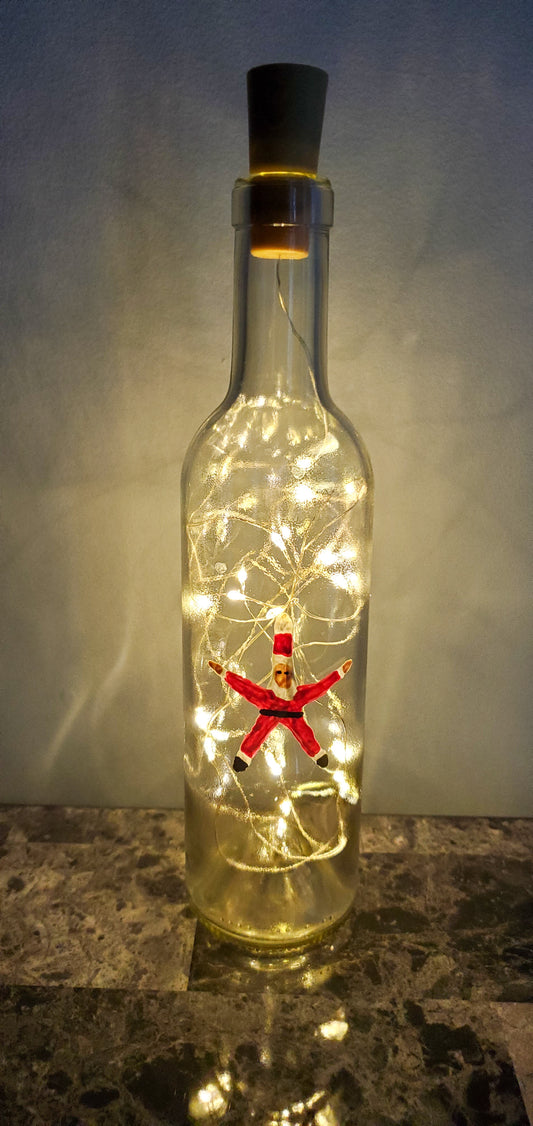 Santa Starfish Lighted Wine Bottle