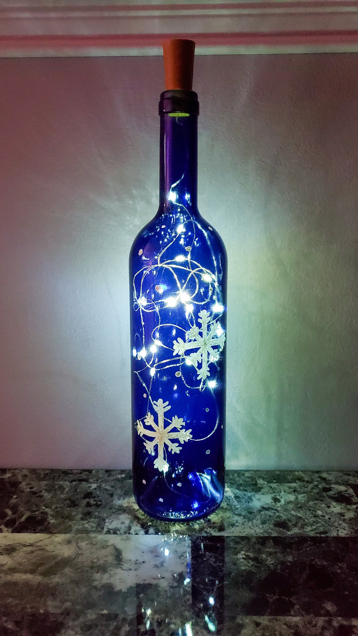 Snowflake Lighted Wine Bottle