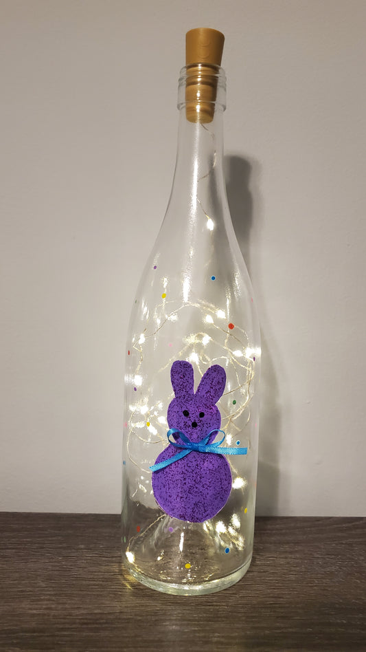 Easter Peep Lighted Wine Bottle