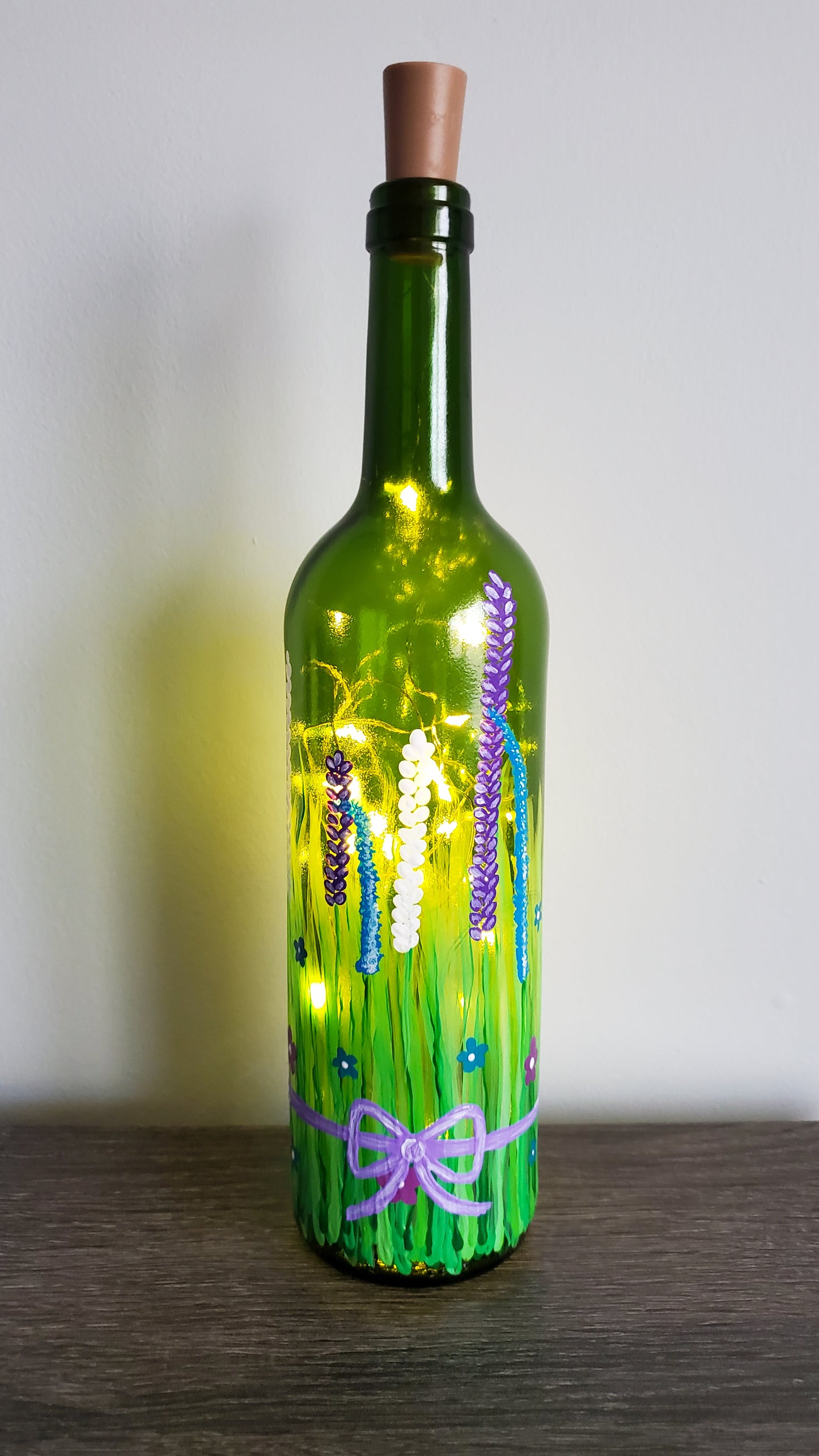 Spring Flower Lighted Wine Bottle