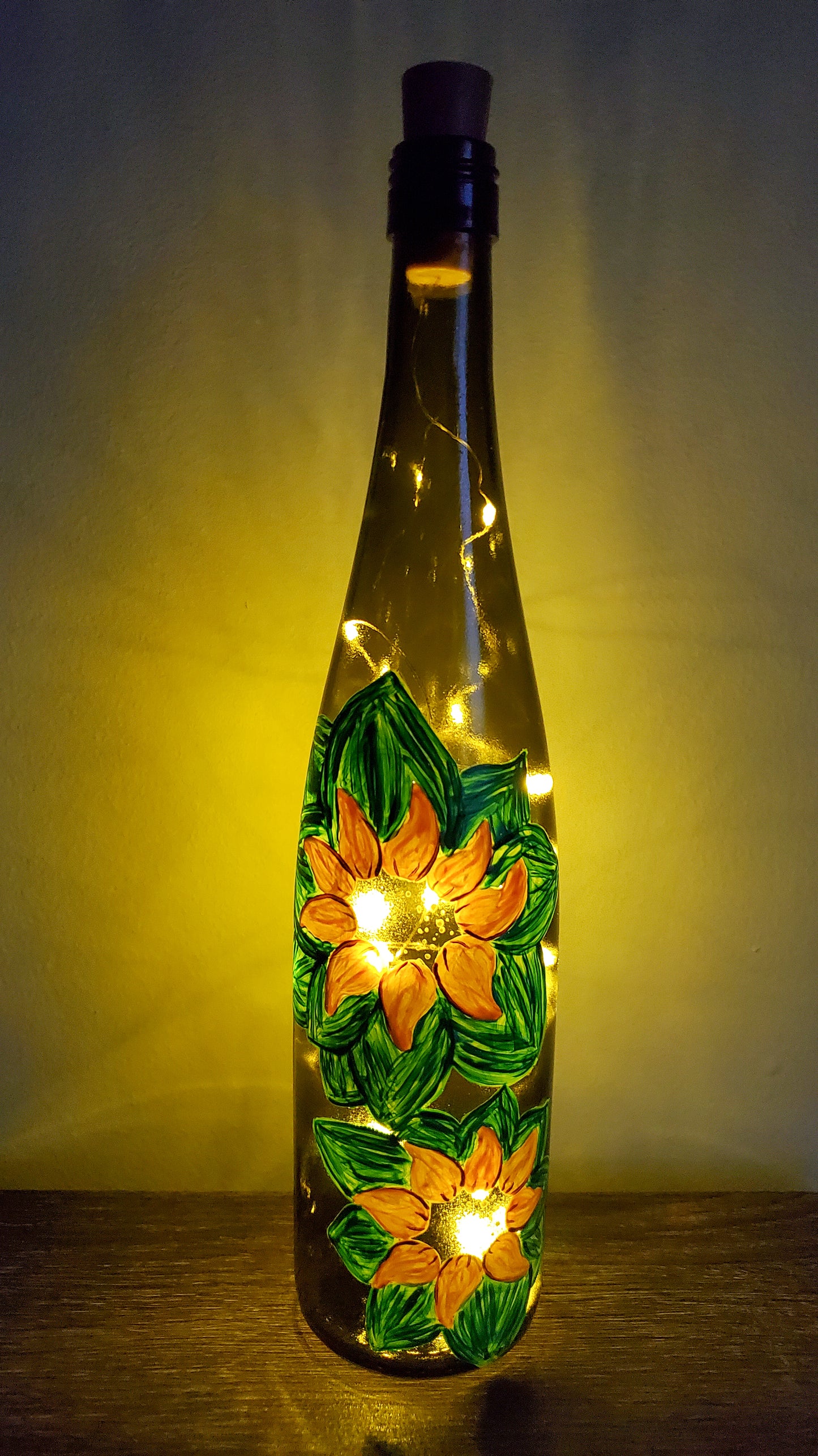 Sunflower Lighted Wine Bottle