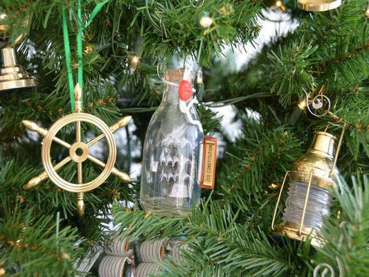 Model Ship in Glass Bottle Ornament